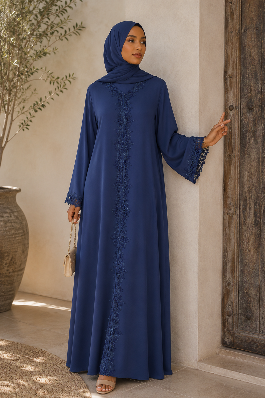 Flower lace abaya