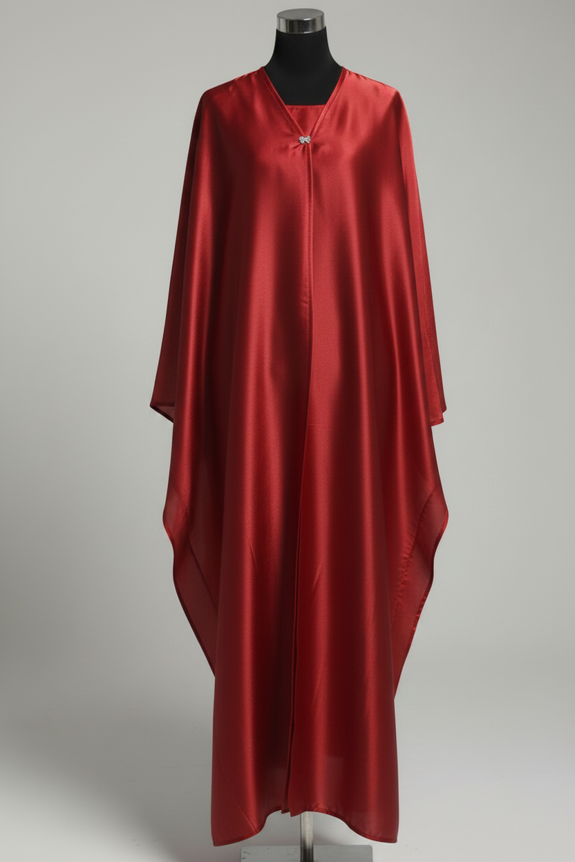 Organza abaya-Deep cherry