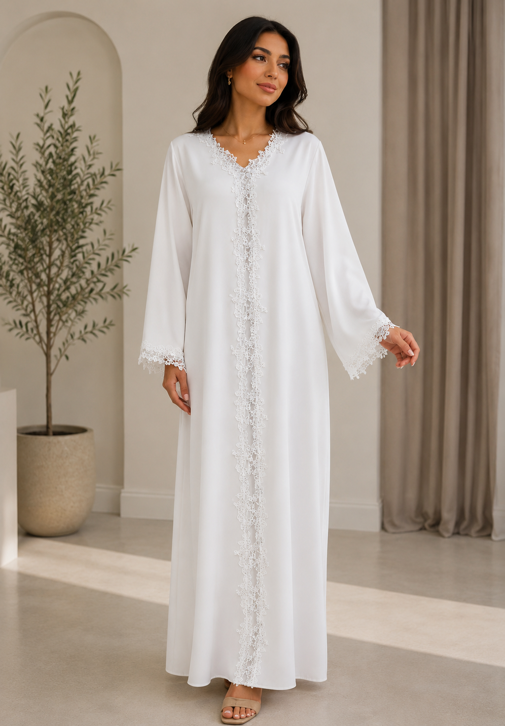 Flower lace abaya