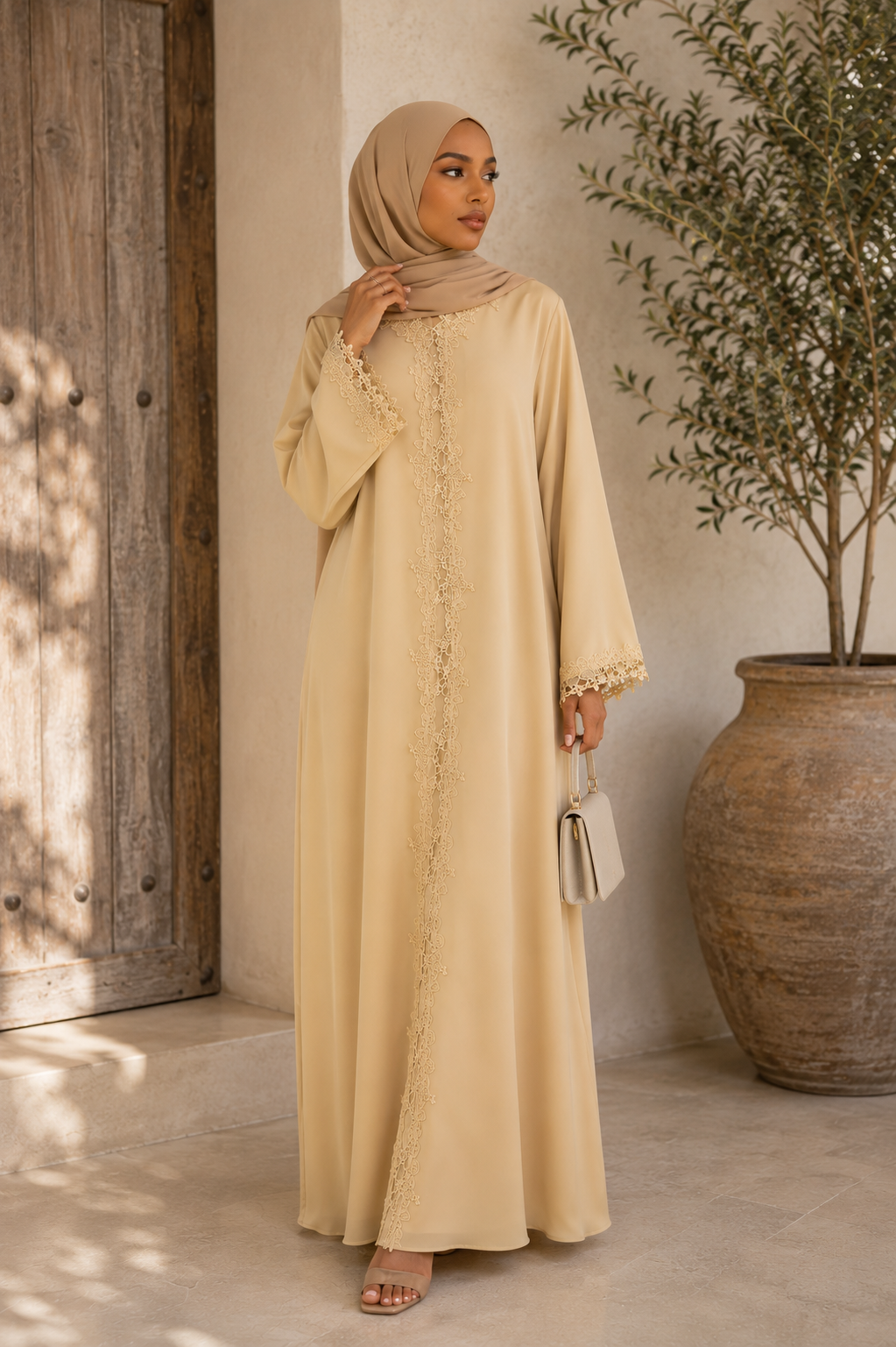 Flower lace abaya