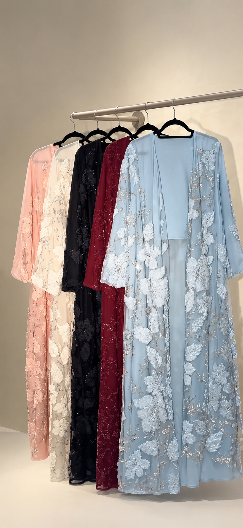 Embroidered flower abaya